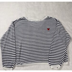 Molly Bracken Striped Sweater XL Red Heart French Style Knit Top Classic Beach